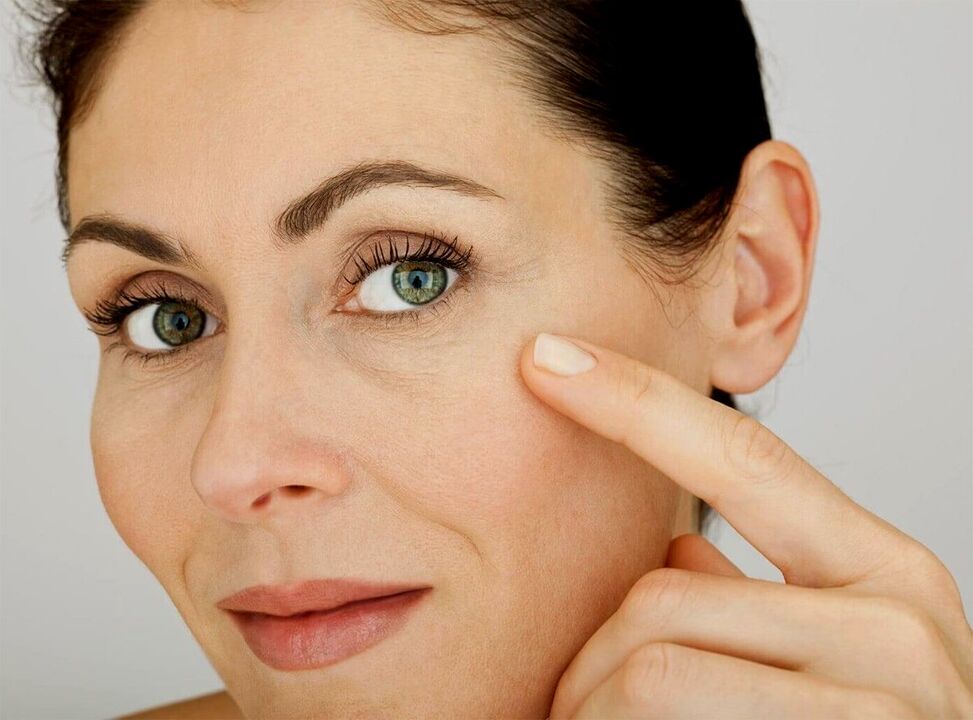 The skin ages under the eyes