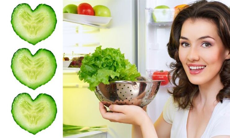 Girl with products from which a cosmetic product is prepared for rejuvenation of the skin of the face.